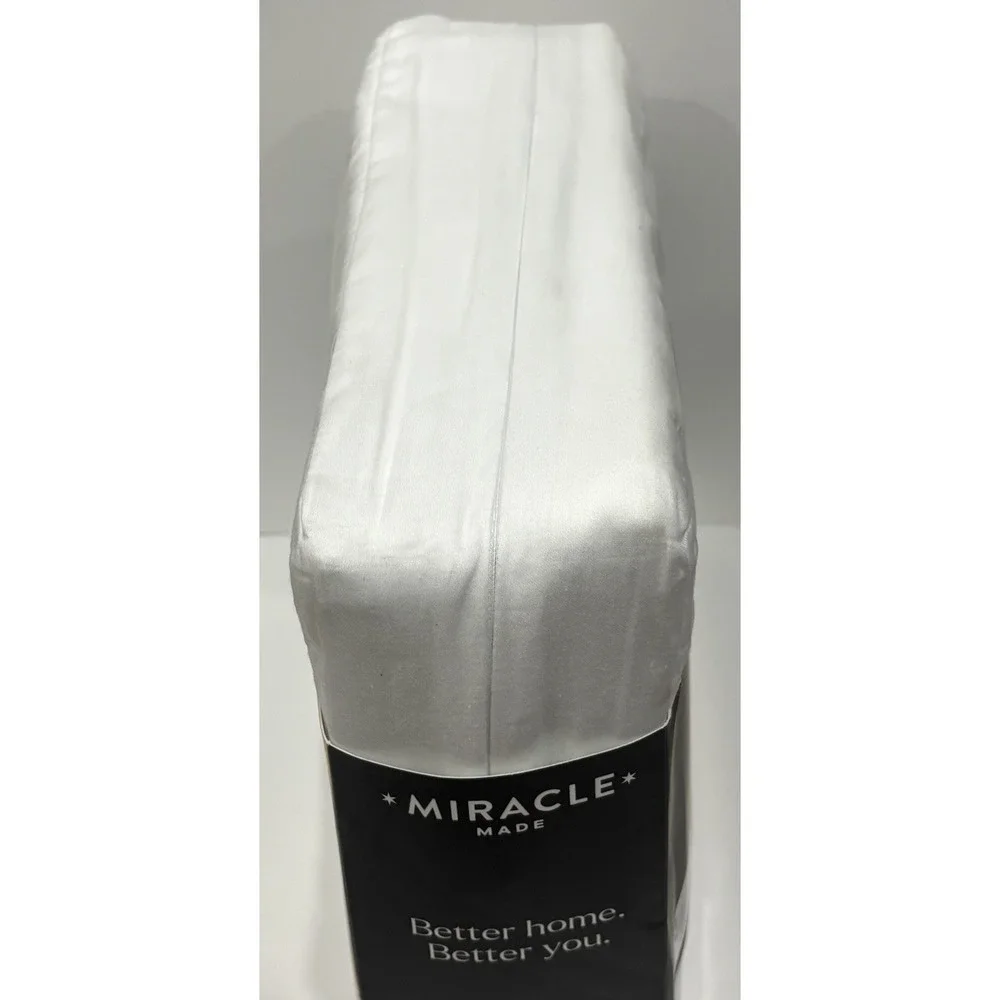 Miracle Made Queen Luxe Sateen Sheet Set White Self Cooling Silver Infused 4 Pc